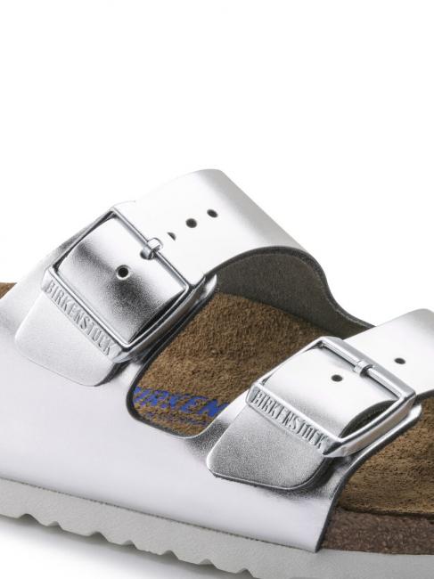 ARIZONA Sandale chausson en cuir argent m&eacute;tallique - Chaussures Femme