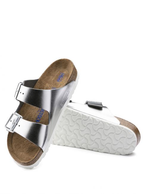 ARIZONA Sandale chausson en cuir argent m&eacute;tallique - Chaussures Femme
