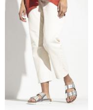 BIRKENSTOCK ARIZONA Sandale chausson en cuir argent m&eacute;tallique - Chaussures Femme - 8