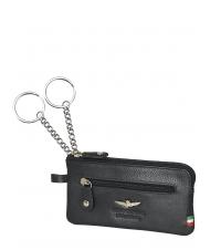 AERONAUTICA MILITARE FLAG Porte-cl&eacute;s avec fermeture &eacute;clair, en cuir Noir - Porte-cl&eacute;s - 2