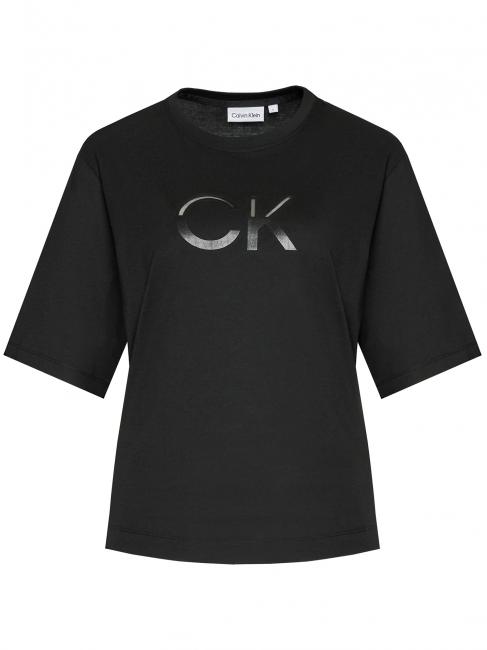 MESH LOGO T-shirt coupe d&eacute;contract&eacute;e Ck Noir - T-shirt