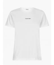 CALVIN KLEIN MICRO LOGO T-shirt en coton, coupe classique Blanc brillant - T-shirt - 4