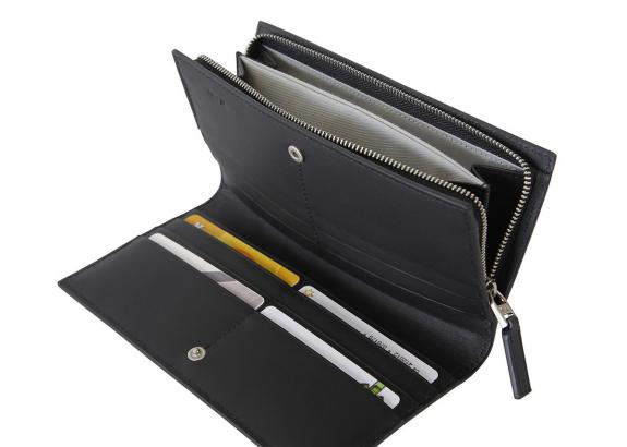 DURINI Grand portefeuille 12 cc et porte-monnaie noir - Portefeuilles Femme