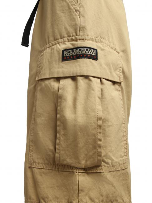 N-DRU Bermuda cargo en coton avec ceinture prairie de sable - Pantalon
