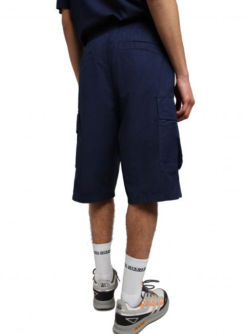 N-DRU Bermuda cargo en coton avec ceinture bleu médiéval - Pantalon