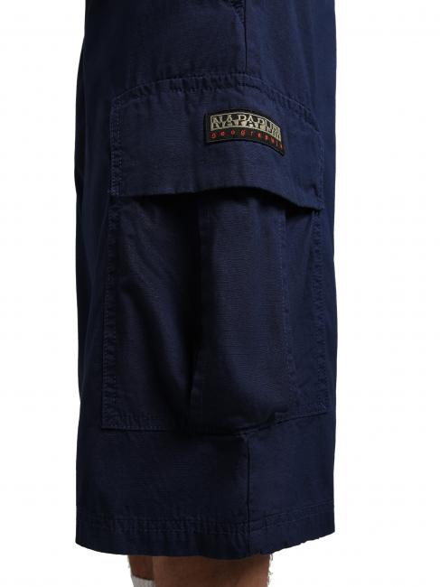 N-DRU Bermuda cargo en coton avec ceinture bleu médiéval - Pantalon