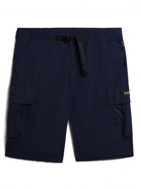 N-DRU Bermuda cargo en coton avec ceinture bleu médiéval - Pantalon