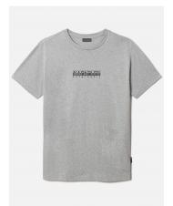 NAPAPIJRI S-BOX SS T-shirt en coton &agrave; bo&icirc;te logo gris moyen chin&eacute; - T-shirt - 4