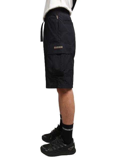 N-DRU Bermuda cargo en coton avec ceinture noir 041 - Pantalon