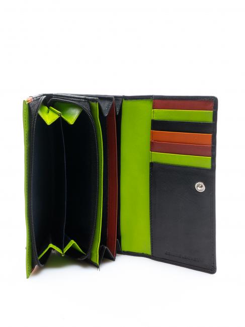 COLORFULL Portefeuille en cuir, avec porte-monnaie Noir - Portefeuilles Femme