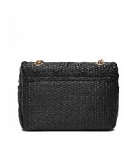 TWINSET STRAW EMBROIDERY Petit sac &agrave; bandouli&egrave;re avec rabat noir - Sacs pour Femme - 4
