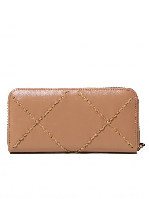 BIG STITCHING Grand portefeuille zipp&eacute; sable cubain - Portefeuilles Femme