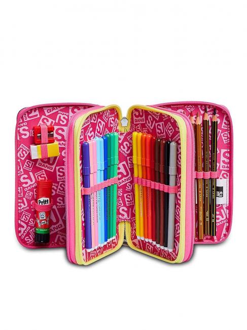 ANIMALI FANTASY SJ GIRL 3 pochettes zipp&eacute;es, compl&egrave;tes avec marqueurs et kit scolaire FOR&Ecirc;T RAY&Eacute;E NOIRE - &Eacute;tuis et Accessoires