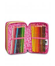 SJGANG ANIMALI FANTASY SJ GIRL 3 pochettes zipp&eacute;es, compl&egrave;tes avec marqueurs et kit scolaire FOR&Ecirc;T RAY&Eacute;E NOIRE - &Eacute;tuis et Accessoires - 3