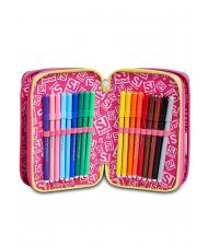 SJGANG ANIMALI FANTASY SJ GIRL 3 pochettes zipp&eacute;es, compl&egrave;tes avec marqueurs et kit scolaire FOR&Ecirc;T RAY&Eacute;E NOIRE - &Eacute;tuis et Accessoires - 4