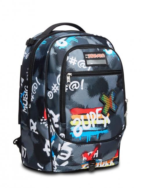 ROCK ON BOY JACK Sac &agrave; dos trolley d&eacute;tachable &agrave; triple roulettes Noir - Sacs &agrave; dos pour ordinateur portable