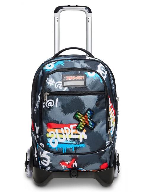 ROCK ON BOY JACK Sac &agrave; dos trolley d&eacute;tachable &agrave; triple roulettes Noir - Sacs &agrave; dos pour ordinateur portable