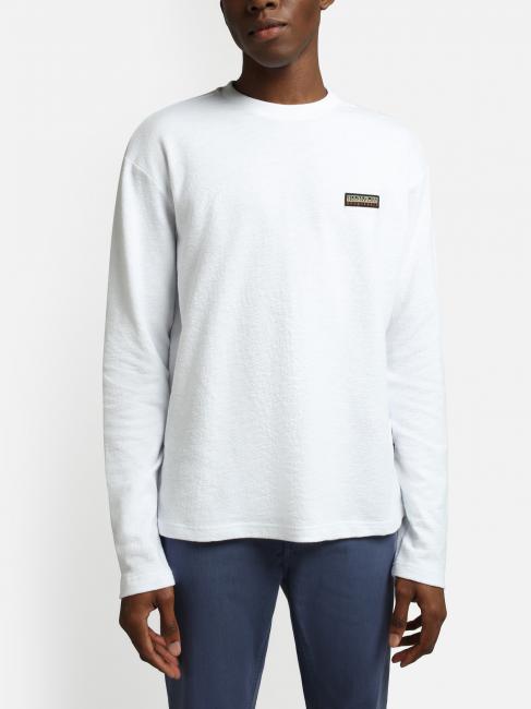 S-MAEN Pull col rond manches longues en coton blanc brillant 002 - Pulls pour hommes