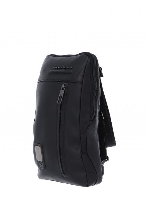 AKRON Sac bandouli&egrave;re en cuir Noir - Sacs &agrave; dos pour ordinateur portable