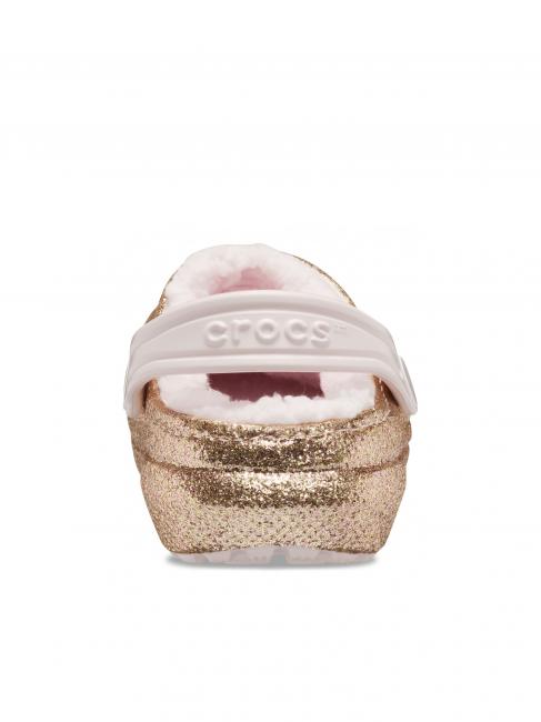 CLASSIC LINED GLITTER KIDS Sabot rembourr&eacute; or / &agrave; peine rose - Chaussures de b&eacute;b&eacute;