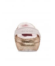 CROCS CLASSIC LINED GLITTER KIDS Sabot rembourr&eacute; or / &agrave; peine rose - Chaussures de b&eacute;b&eacute; - 5