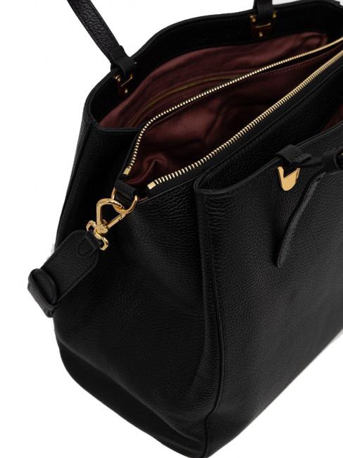 LEA Sac &agrave; bandouli&egrave;re en cuir textur&eacute; Noir - Sacs pour Femme
