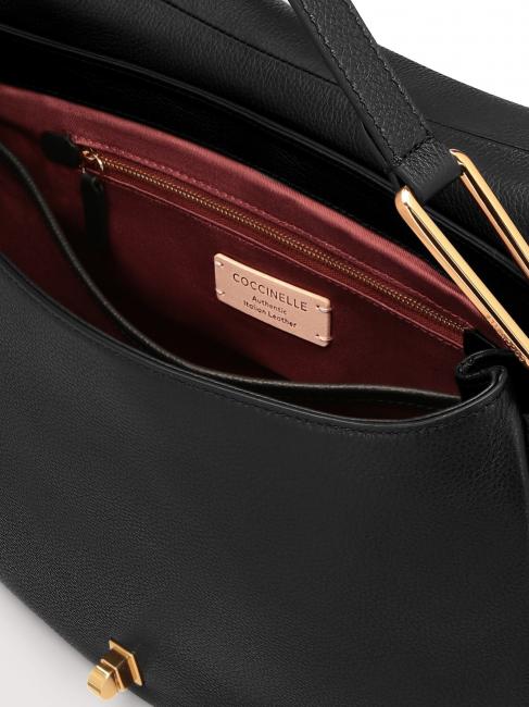 MAGIE L Sac &agrave; bandouli&egrave;re en cuir avec bandouli&egrave;re Noir - Sacs pour Femme