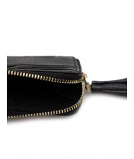 COCCINELLE TASSEL Porte-cartes zippé en cuir martelé Noir - Portefeuilles Femme - 3