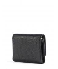 COCCINELLE METALLIC SOFT Petit portefeuille en cuir textur&eacute; Noir - Portefeuilles Femme - 3
