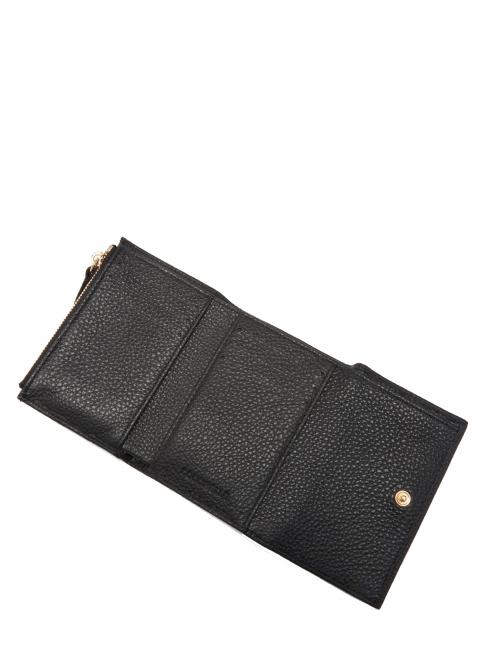 METALLIC SOFT Petit portefeuille en cuir textur&eacute; Noir - Portefeuilles Femme