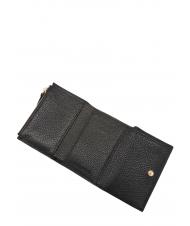 COCCINELLE METALLIC SOFT Petit portefeuille en cuir textur&eacute; Noir - Portefeuilles Femme - 4