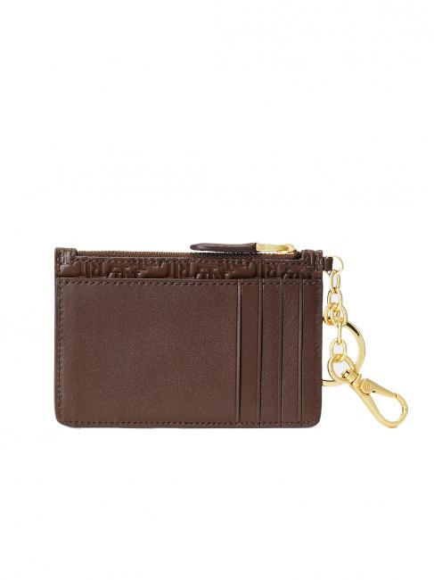 LOGO EMBOSSED Porte-cartes en cuir avec porte-cl&eacute;s marron2 - Portefeuilles Femme