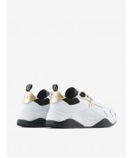 ARMANI EXCHANGE Sneaker running in pelle Baskets opt.blanc + noir + or - Chaussures Femme - 3