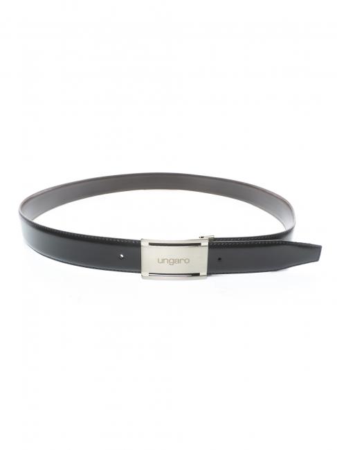 Cintura doubleface in pelle con placca, peut &ecirc;tre raccourci sur mesure noir / marron fonc&eacute; - Ceintures
