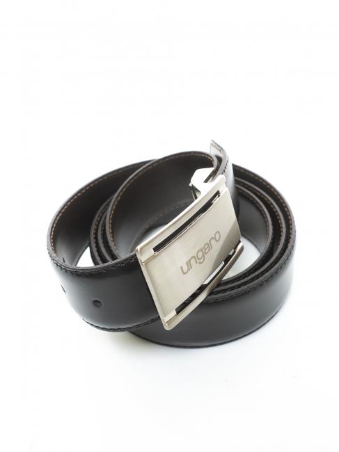 Cintura doubleface in pelle con placca, peut &ecirc;tre raccourci sur mesure noir / marron fonc&eacute; - Ceintures