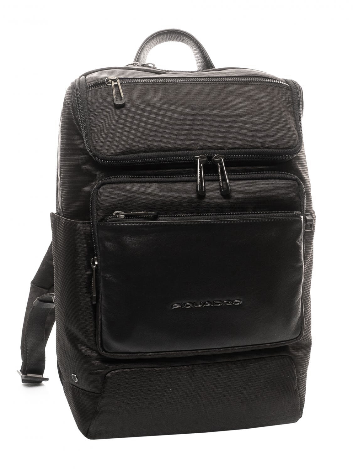 Sac à Dos Piquadro - Tissu Vert Et Cuir Noir - Pour Ordinateur Portable Jusqu'à 15" - Neuf Avec étiquettes