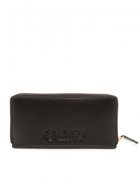 HERITAGE Portefeuille en cuir zipp&eacute; noir - Portefeuilles Femme
