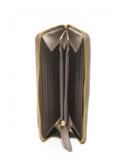 HERITAGE Portefeuille en cuir zipp&eacute; taupe - Portefeuilles Femme