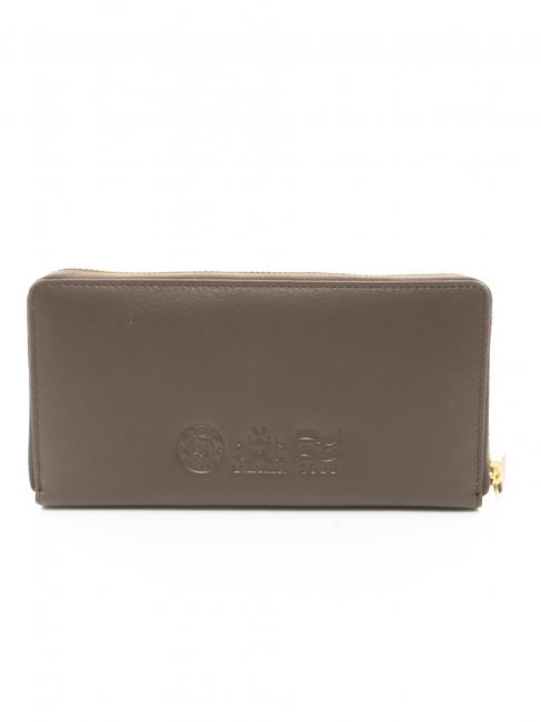 HERITAGE Portefeuille en cuir zipp&eacute; taupe - Portefeuilles Femme