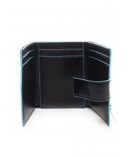 PIQUADRO BLUE SQUARE Portefeuille en cuir &agrave; trois volets et pi&egrave;ces de monnaie bleu - Portefeuilles Homme - 2