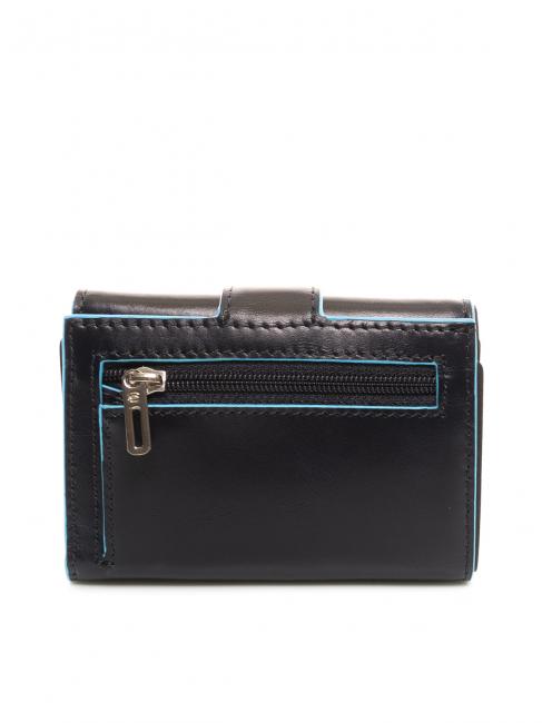 BLUE SQUARE Portefeuille en cuir &agrave; trois volets et pi&egrave;ces de monnaie bleu - Portefeuilles Homme