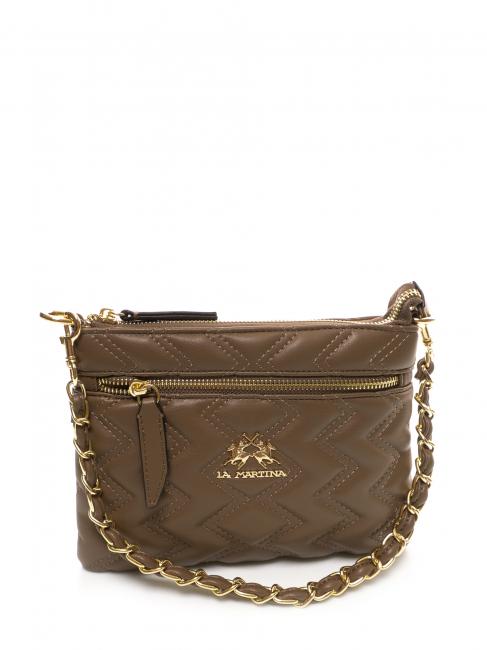 ANGELINA Bandouli&egrave;re plate taupe - Sacs pour Femme