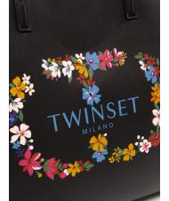 TWINSET LOGO OVAL T FLOREALE Sac de courses fleur t noire / ovale - Sacs pour Femme - 3