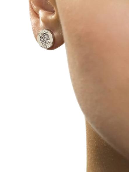 BUTTON LOGO AND CRYSTAL STUDS Des boucles d'oreilles ARGENT - Boucles d'oreilles