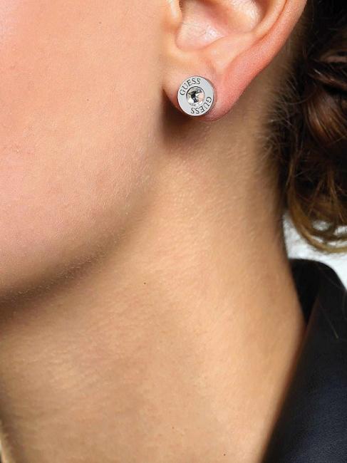 CLEAR CRYSTAL AND LOGO STUDS Des boucles d'oreilles ARGENT - Boucles d'oreilles