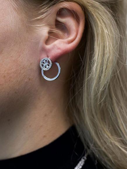 2 CIRCLES PAVE STUD Des boucles d'oreilles ARGENT - Boucles d'oreilles