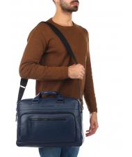 PIQUADRO SETEBOS Mallette pour ordinateur portable 15", en cuir bleu - Porte Documents Travail - 6