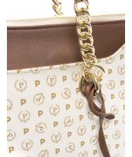 POLLINI Heritage Classic Sac cabas &agrave; main, avec bandouli&egrave;re ivoire / brun - Sacs pour Femme - 3