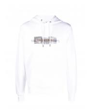 CALVIN KLEIN BOX STRIPED LOGO Sweat &agrave; capuche Blanc brillant - Pulls molletonn&eacute;s - 4
