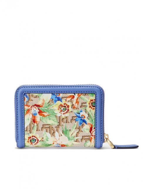 OVL JACQUARD Petit portefeuille zipp&eacute; prnt kaki mjcqrd/nw engld bleu - Portefeuilles Femme
